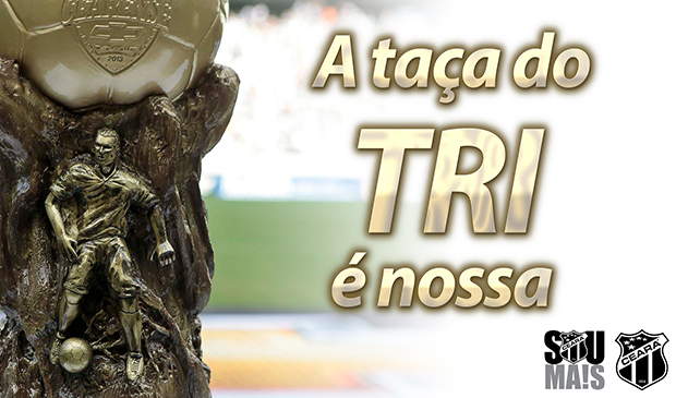 A taça do TRI é nossa! Troféu ficará exposto em uma das lojas