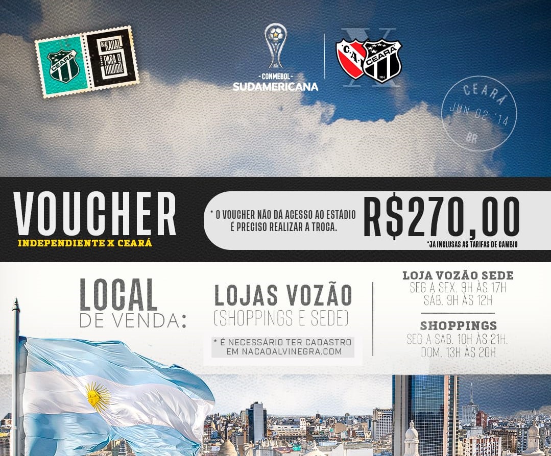 Independiente x Ceará: Torcida já pode garantir voucher do ingresso para jogo na Argentina