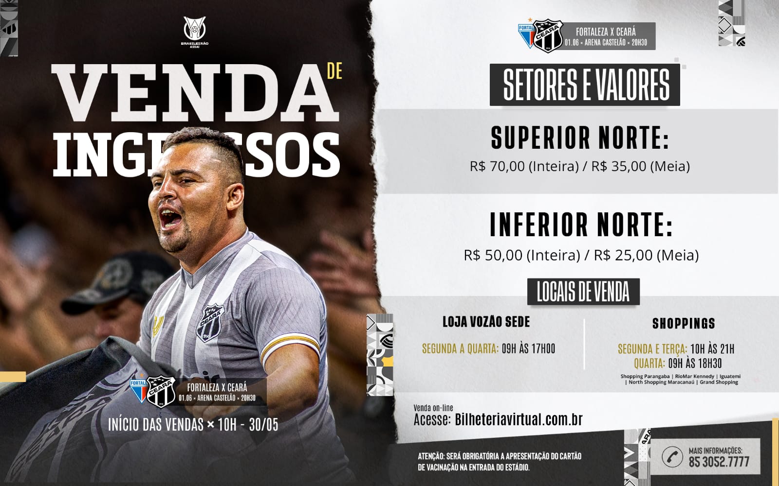 Ingressos para o Clássico-Rei começarão a ser vendidos nesta segunda-feira