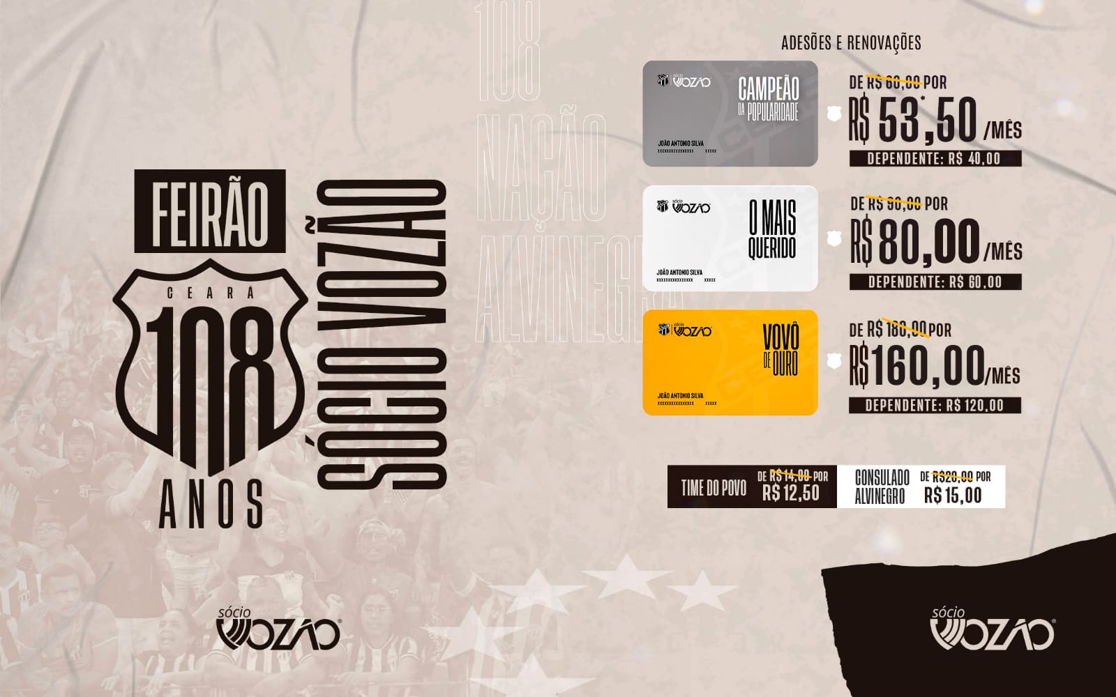 Em homenagem aos 108 anos, Ceará lança Feirão Sócio Vozão