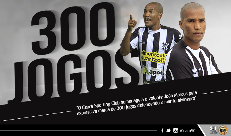 Contra o Vasco, João Marcos atingirá marca de 300 jogos pelo Ceará